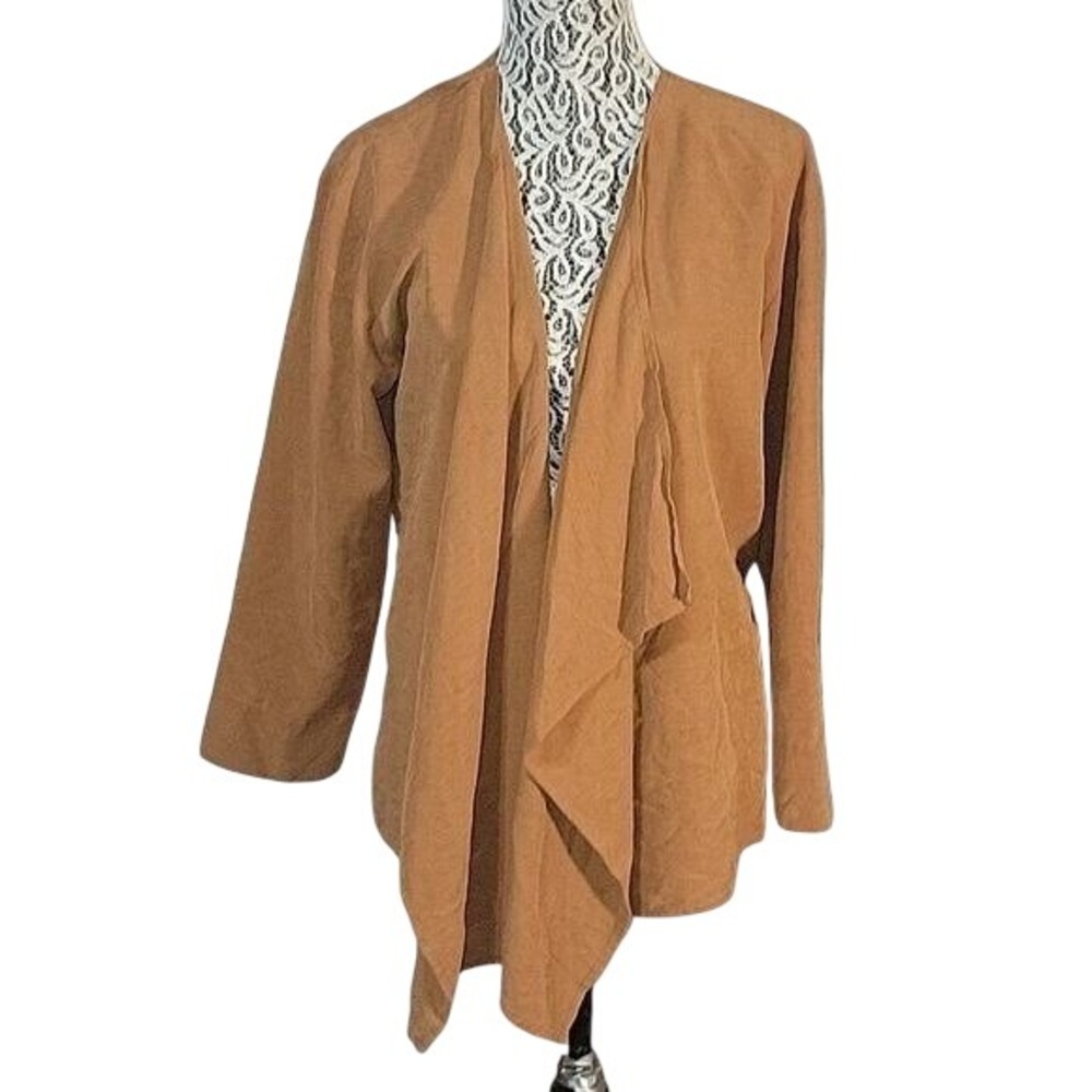 COLDWATER CREEK Brown Draped Open‎ Front Cardigan Casual Lightweight Jacket Coat